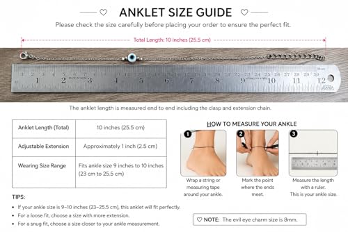 Image of High Trendz Evil Eye Anklet for Women & Girls | Silver Plated Nazar Charm Anklet | Adjustable Minimal Foot Jewellery | Gift for Birthday, Rakhi, Valentine
