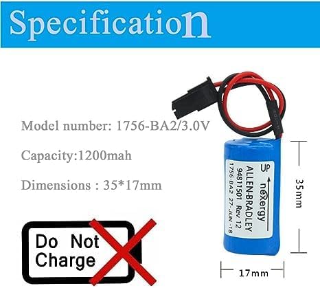 Miniatura 2 de * 100-Pack 1756-BA2 Allen Bradley PLC Batería 3V Reemplazo para Allen Bradley 1756-BA2 BR23A-AB 1745-B1 Batería nexergy