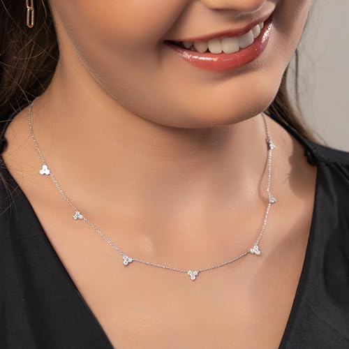 1/3 Carat Natural Diamond 3 Stone Necklace for Women - 14k White or Yellow Gold Station Necklace for Her (G-H, I1-I2, 0.30 cttw) 18 Inch Adjustable Chain - Spring Ring Clasp4