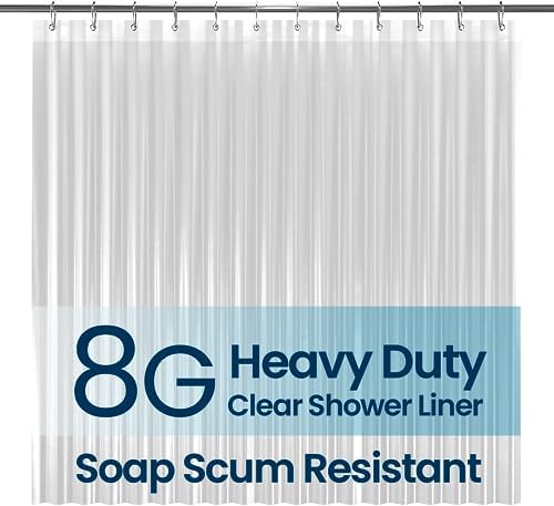 LiBa PEVA 8G Bathroom Shower Curtain Liner, 72" W x 72" H, Clear, 8G Heavy Duty Waterproof Shower Curtain Liner - View 3