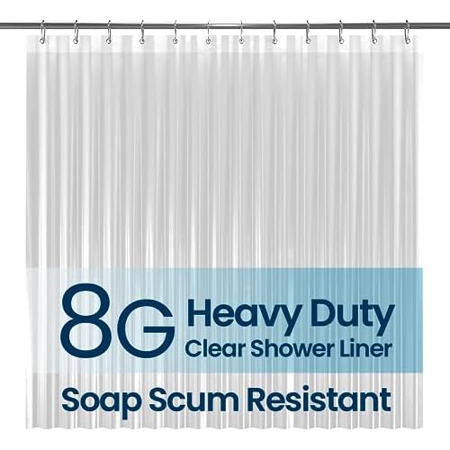 LiBa Bathroom Shower Curtain Waterproof Plastic Shower Curtain Premium PEVA Non-Toxic with Rust Proof Grommets Clear 8G Bathroom Accessories 72×72