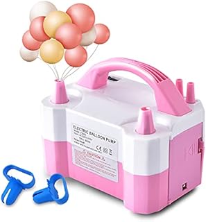 YIKEDA Electric Air Balloon Pump, Portable Dual Nozzle Electric Balloon Inflator/Blower for Party Decoration,Used to Quickly Fill Balloons - 110V 600W [Pink]