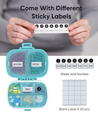 Daily Pill Organizer, 8 Compartments Portable Pill Case, Pill Box To Hold Vitamins, Cod Liver Oil #TOP2
