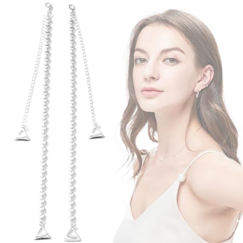 OQKAHIV Tirantes de brasier para mujer con plateado correa para el hombro, para discoteca, fiesta, ropa interior y accesorios de vestimenta, Compatible con brasieres, tops y vestidos, Set de 2 piezas