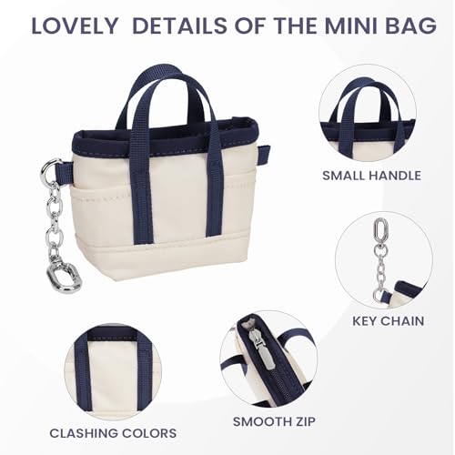 Image of Coin Purse Mini Tote Bag Keychain Small Change Purse Key Pouch Charm Pink Cute Makeup Bag Wallets Accessories for Handbags