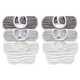 MUKIN Baby Drooling Towel, Snap Bibs, Muslin Bibs, 6 Pack, Adjustable, Soft Cotton (Gradient Grey)