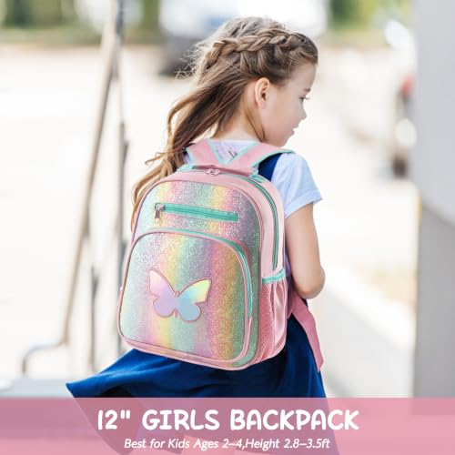 Image of Toddler Backpack for Girls 2-4,Preschool Kindergarten Butterfly Backpacks,Small Backpack for Kids,Toddler Bookbag with Chest Strap