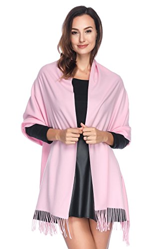 HOYAYO Pashmina Shawl Wraps Cashmere Feel Soft Scarves Evening Dresses Wedding Bridesmaid Scarf for Women Gift Travel Blanket, Pink, L