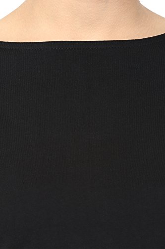Image of Miss Chase Women's Black Boat Neck Half Sleeves Casual Buttoned Crop Top
