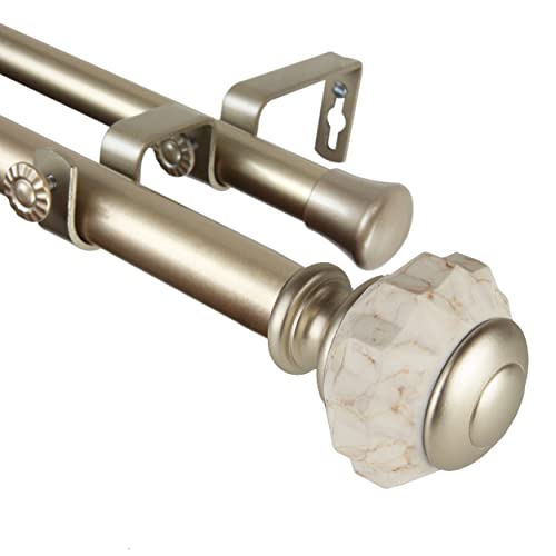 Rod Desyne Jefferson 1" Double Curtain Rod, 28-48 inch, Light Gold