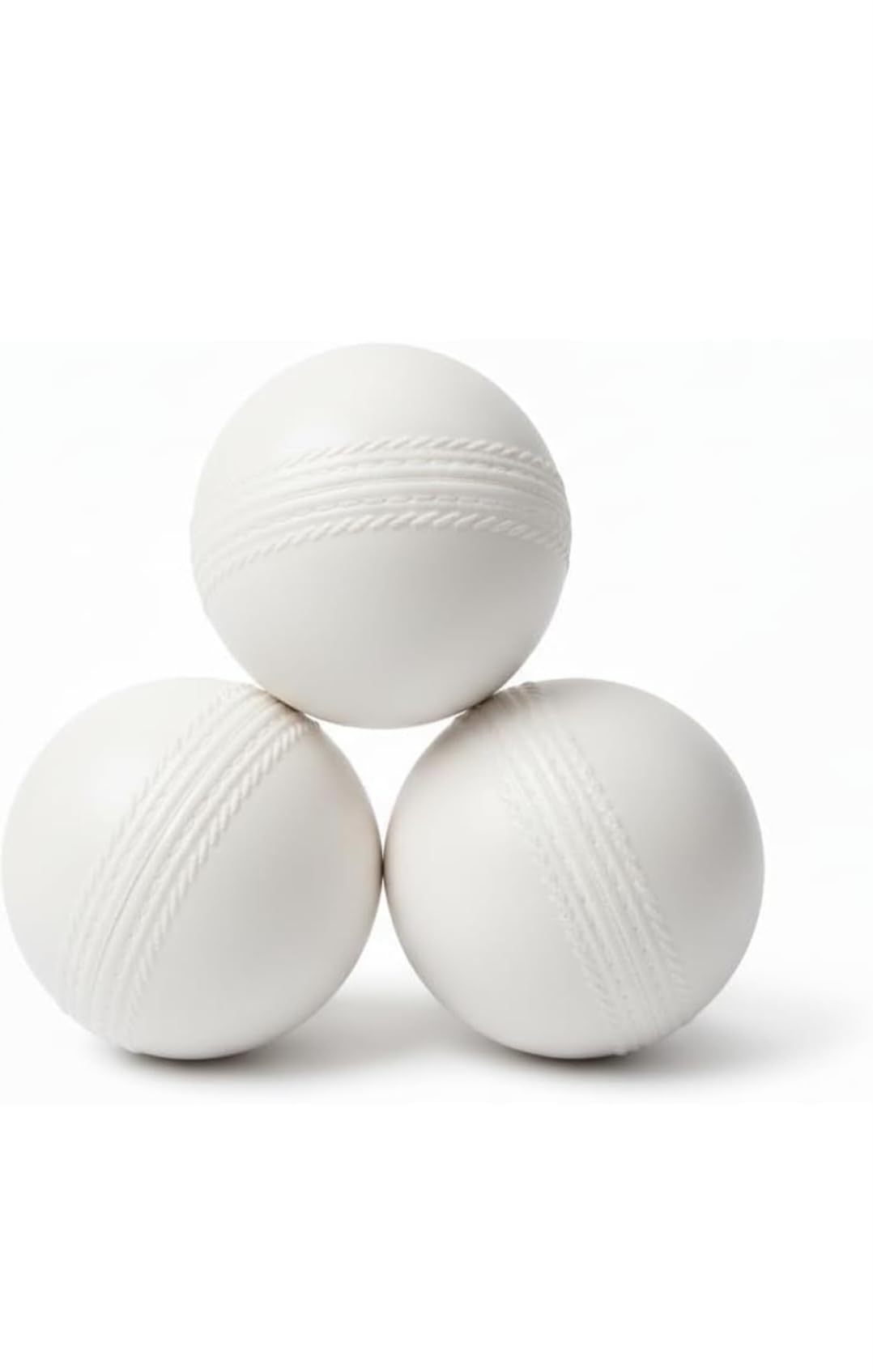White Cricket Balls, Pack of 3, Stitched Seam Design (White) Practice Match Heavy Training Bowl 80 g-image-6
