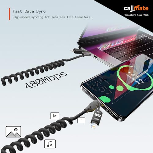 Image of callmate 4 in 1 65W Fast Charging & Data Cable, Supports PD & QC 3.0 (1.5M) (Yellow)