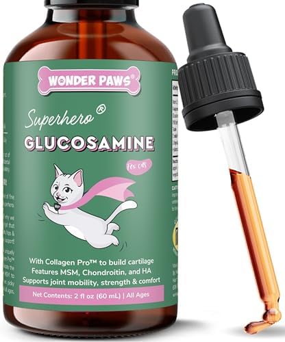 Premium Liquid Glucosamine for Cats – with Collagen, Glucosamine, Chondroitin, MSM, Taurine & Hyaluronic Acid – Cat Joint Support, Mobility & Flexibility – Hip & Joint Cat Supplement – 2oz