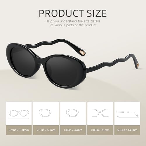 DANAMY Retro Oval Sunglasses for Women UV400 Protection Lightweight Designer Frame 90s Vintage Shades4