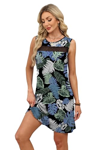 Image of WIHOLL Summer Dresses for Women 2026 Beach Vacation Spring Fashion Clothing Lace Mini Tank Dress with Pockets