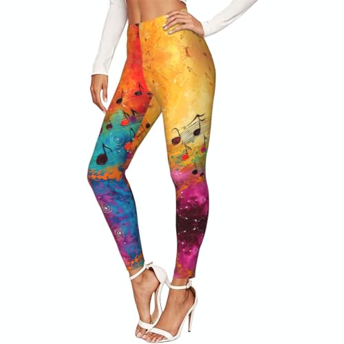 Mallas con notas musicales contra transparencias pantalones fitness suaves
