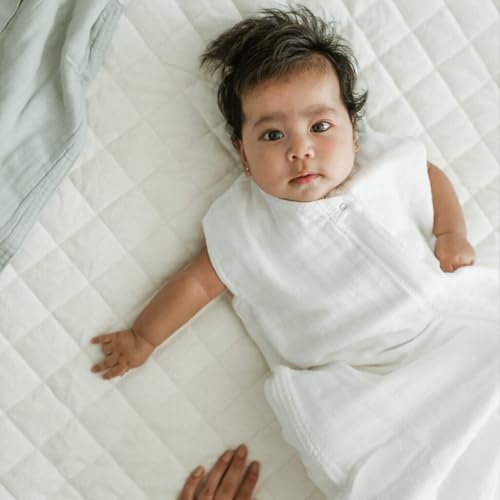 Image of Little Unicorn 0-6 Month Premium Muslin Sleep Sack 1.1 TOG | Soft & Breathable Muslin Cotton for safer sleep | 2 way zipper (White)