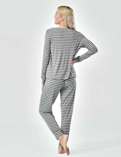 Image of GYS Bamboo Viscose Sleep Sets for Women Long Sleeve Crew Neck Pajama Sets with Pockets