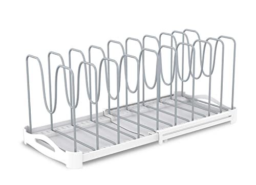 Everie Adjustable Bakeware Organizer Pot Lid Holder Rack For Pots, Cake Molds, Cutting Boards, Mats, Cookware, Gs02Ss #TOP5