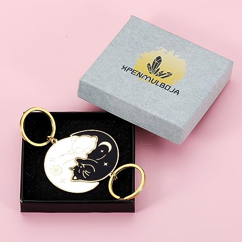 Image of XPENMULBOJA Couple Gifts for Boyfriend Girlfriend Fathers Day Cat Dad Keychain Anniversary Matching Couple Stuff for Wife Husband Him Her Christmas Stocking Stuffer for Women Men Cat Lover