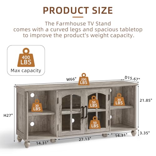 Image of RWYHG Farmhouse TV Stand for 60 in TV, Entertainment Center for Living Room