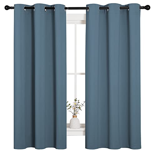 Image of NICETOWN Room Darkening Curtains 63 inch Length, Thermal Insulated Blackout Panels for Bedroom Bathroom Office Kitchen Playroom Kids Room Nursery Decoration (Smoky Blue, 2 Panels, W42 x L63 -Inch)
