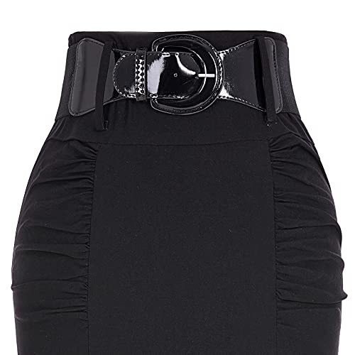 Belle Poque Stretchy Pencil Skirts For Work Business Black, Size Large Kk271-1 #TOP3