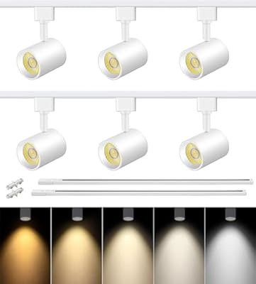 VANoopee 5-Color 6-Light LED Track Lighting Kit with 6.6FT H Type Track Lighting Rail, LED Track Light Heads Dimmable Modern Kitchen Track Lighting Fixtures Ceiling Spotlight, CRI90+ 10W 800lm White