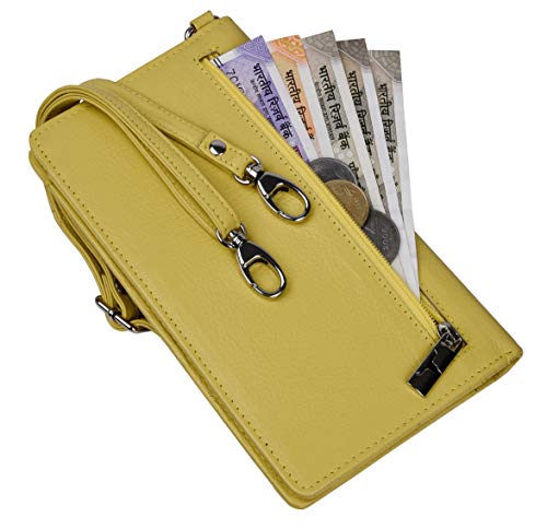 Image of URBAN FOREST Ruby Bright Yellow Leather Sling Wallet for Women