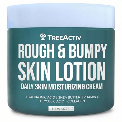 TreeActiv Rough and Bumpy Skin Lotion, 8 fl oz, With Hyaluronic Acid, Shea Butter and Vitamin E, Nourishing Lotion for Rough and Bumpy Skin, Moisturizing Strawberry Legs, For All Skin Types
