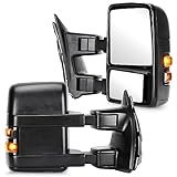 Youxmoto Towing Mirrors fit for 1999-2016 for Ford for F250 F350 F450 F550 Super Duty Pickup Truck Mirrors, Manual Telescoping/Folding; Manual Adjustable Glass; Turn Signal; Black