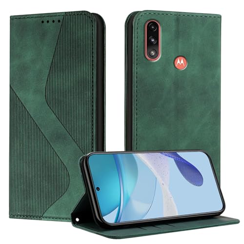 Mo-Somnus Funda para Motorola Moto E7 Power, Funda Carcasa de Cuero para Moto E7 Power, Premium Cuero Billetera Flip Protectora Carcasa Magnético con Cáscara de TPU, Ranura para Tarjeta (Verde)