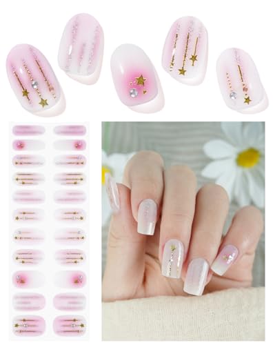 DUKASOU Gel Nail Strips (UV Not Required), Cosmic Dream 22 Gel Nail Stickers, Nail Wraps, Easy Apply & Remove, Long Lasting, Salon Quality, Includes Prep Pads, Nail File & Wood Stick