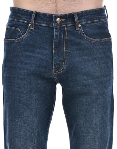 Image of Numero Uno Mens Straight Fit Dark Blue Mild Wash Sustainable Stretchable Jeans