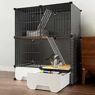 Gabbia per Gatti da Interno, Gabbie per Gatti con lettiera per Gatti, Grande Gabbia per Gatti in Metallo Staccabile a 2/3 Livelli, recinto Fai da Te per Gatti di Piccola Taglia, Ideale per 1