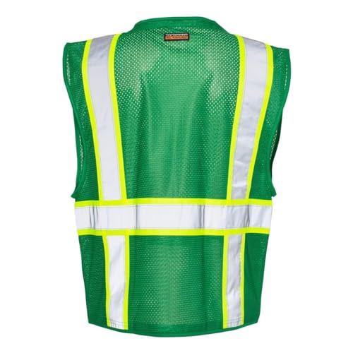 Image of Kishigo Black Enhanced Visibility Men's Vest B100, Multi Pocket Mesh Hi-Vis Vest, Ultra-Cool Polyester, 6 Pockets, Zipper
