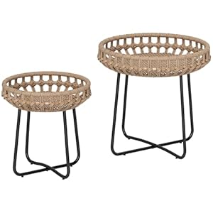 Outsunny Beistelltisch-Set Polyrattan rund Braun