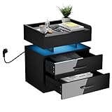 【Facile à assembler】 -Avec des pièces numérotées et des instructions illustrées, ces table de nuit led à tiroirs sont faciles à monter, ce qui vous permet d’améliorer votre espace de vie avec un minimum d’effort. Incarnants le design minimaliste avec leur couleur noir, ces tables d’appoint élégantes s’intègrent à votre intérieur. Leur charme contemporain embellit votre espace, aussi bien votre chambre que votre salon