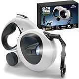 AVANTO Retractable Dog Leash with Flashlight, 16ft Heavy Duty LED Night Safety Leash for Dogs up to 110lbs – 360° Tangle-Free, USB Rechargeable Light, Waste Bag Dispenser, One-Hand Brake & Lock