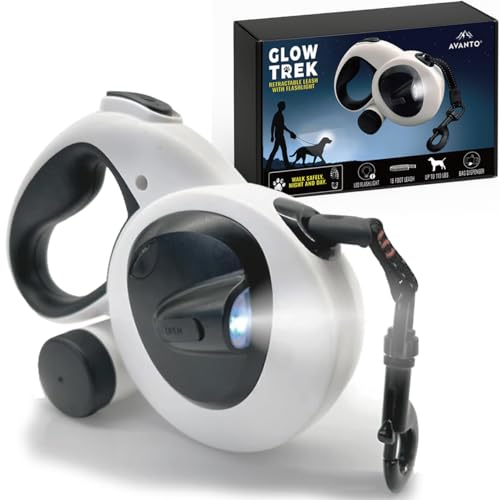 AVANTO 16ft LED Dog Leash with Flashlight & Waste Bag