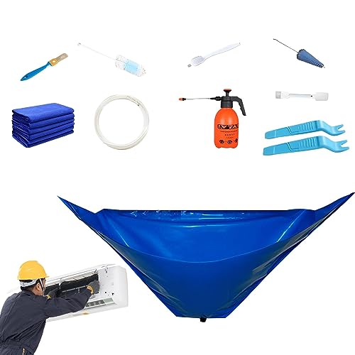 Kit de limpieza de aire acondicionado, bolsa de limpieza de aire acondicionado, funda para montaje en pared para el hogar, bolsa de limpieza de aire acondicionado, impermeable, con dos placas de