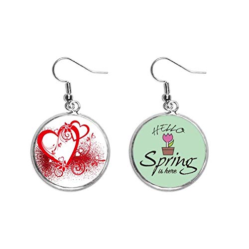 Pendientes de primavera con corazones rojos para San Valentín