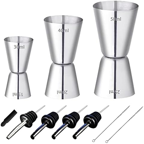 RUIJIE 3 Stück Cocktail Messbecher Edelstahl Barmaß 3cl/4cl/5cl Klein Jigger Cover