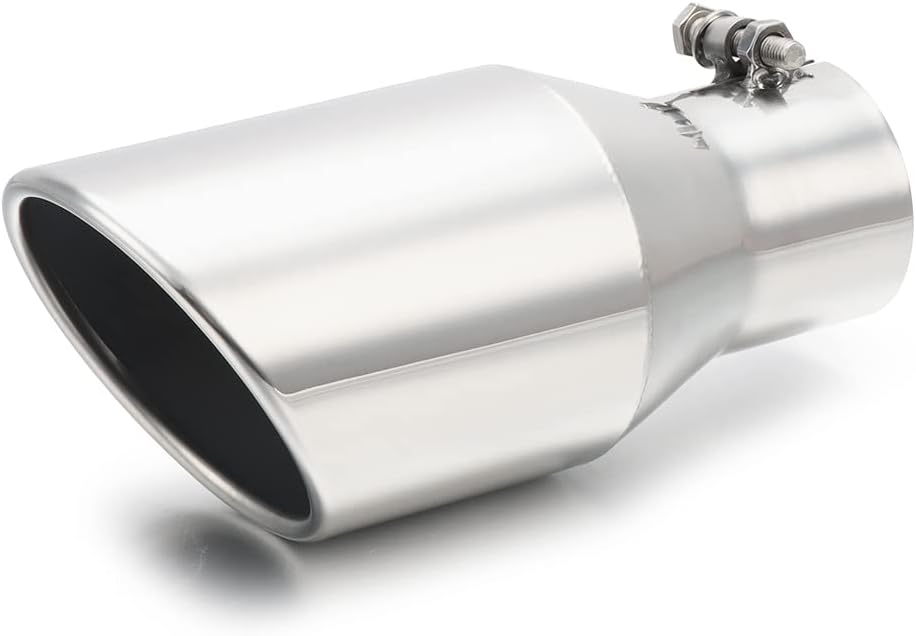 LCGP 2.5 Inch Inlet Exhaust Tip,2.5" x 4" x 9" Polished Exhaust Tailpipe Tip for Truck With Bolt On Design