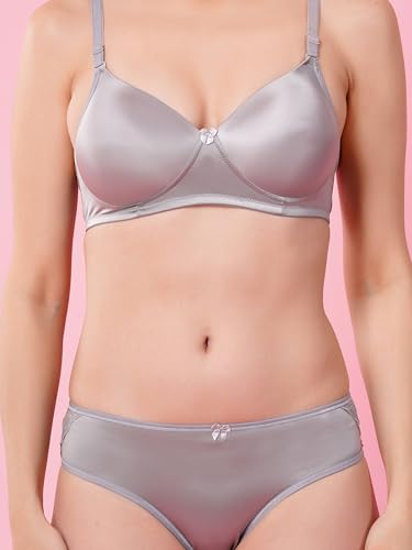 Image of Women's Seamless Non-Padded Wirefree Bra with Mid-Rise Bikini Panty Set | Soft Stretch Everyday Comfort Lingerie Set