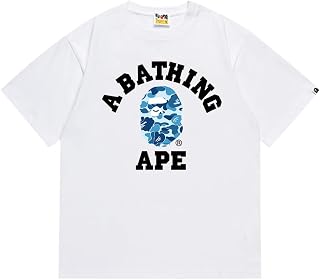 B_APE風 フローラルTシャツ 綿100% 吸汗速乾 ユニセックス Black Red SC266