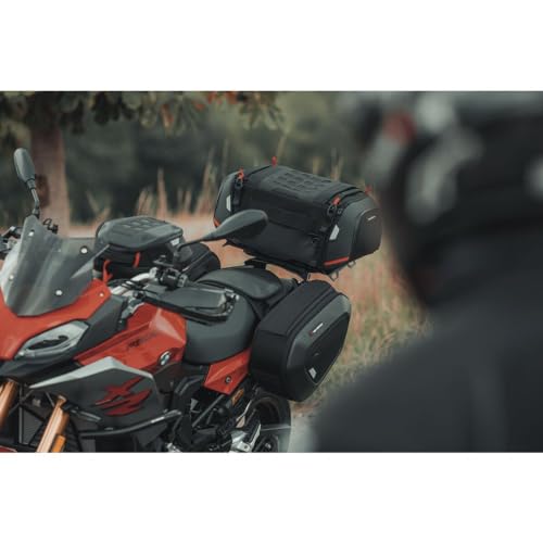 Alforja trasera para motocicleta, 36-45 litros, negro/gris, nailon balístico miniatura 7