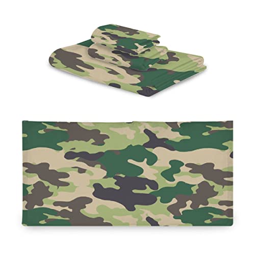 Bigger Blanket Camouflage Towel Set 3-Piece Funny Pattern Towels For Bathroom Sport Outdoor Travel Beach Includes 1 Bath,Wash Cloth And Hand Towel #TOP7