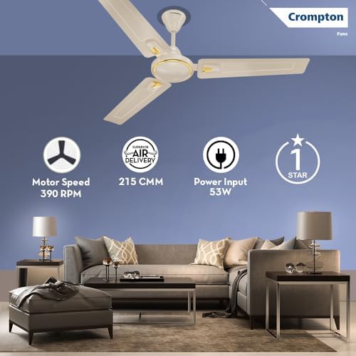 Image of Crompton SUREBREEZE HILL BRIZ NEO 1200 mm (48 inch) Ceiling Fan (Ivory) Star rated energy efficient fans