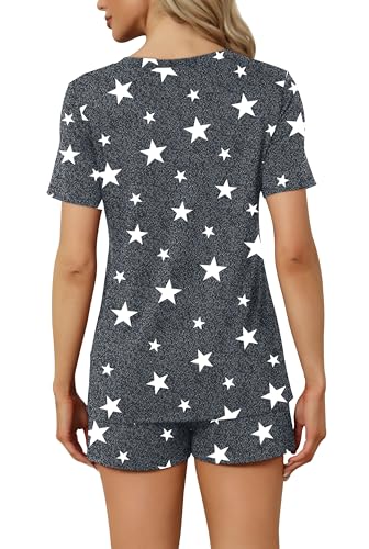 Image of RUBZOOF Women's Short Sleeve Pajama Sets with Pockets Casual V Neck 2 Piece Lounge Sets S-3XL